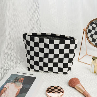 Fashion Portable Wash Bag Customized Black and White Checkerboard Borsa per spazzole cosmetiche