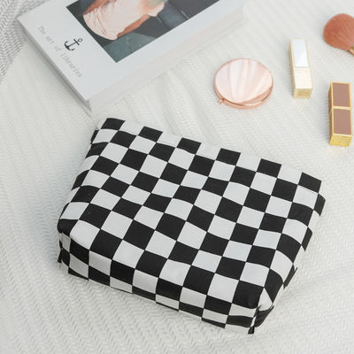Fashion Portable Wash Bag Customized Black and White Checkerboard Borsa per spazzole cosmetiche