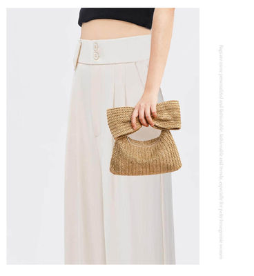 Borsa da shopping su misura Donna Bow Straw tessuto Beach Raffia Coppia Borsa da mano Casual Tote