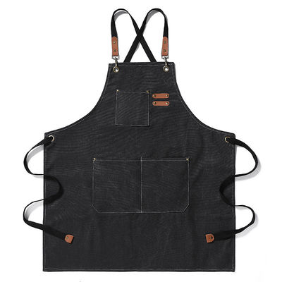 Apron unisex per il lavoro in cucina e ristorante Logo personalizzato Plain Black Chef Waiter Apron
