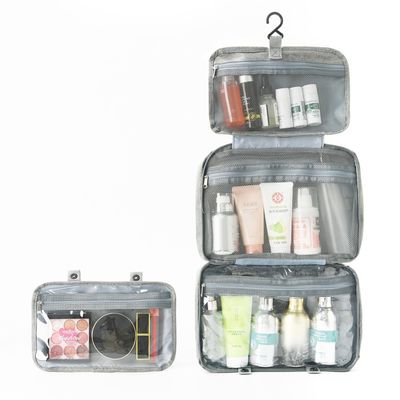Portable polyester quattro volte impermeabile sacchetto igienico da viaggio per le opzioni di colore personalizzato