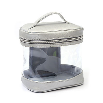 Chiusura con cerniera lucida Cassa cosmetica da viaggio in PVC trasparente grande con cerniera doppia dorata personalizzata