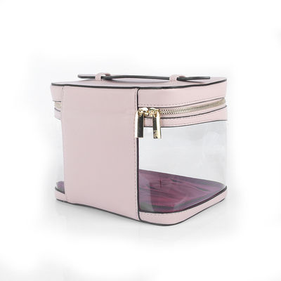 Chiusura con cerniera lucida Cassa cosmetica da viaggio in PVC trasparente grande con cerniera doppia dorata personalizzata