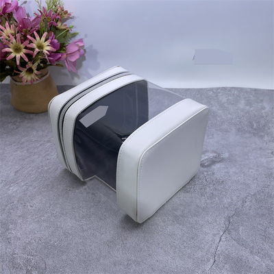 Chiusura con cerniera lucida Cassa cosmetica da viaggio in PVC trasparente grande con cerniera doppia dorata personalizzata