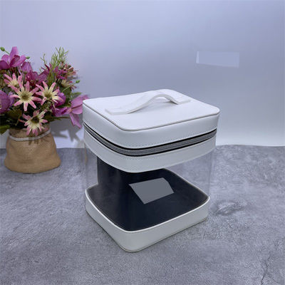 Chiusura con cerniera lucida Cassa cosmetica da viaggio in PVC trasparente grande con cerniera doppia dorata personalizzata