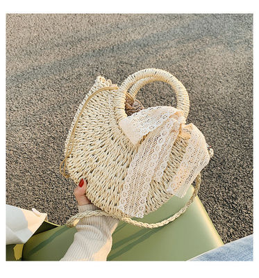 Chiusura aperta Borsa Tote personalizzata per la spiaggia estiva Rattan Shoulder Basket Straw Bag
