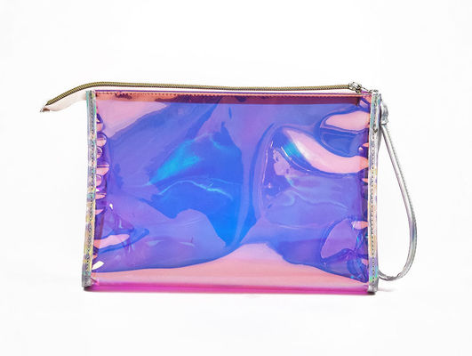 Nuova borsa cosmetica trasparente di moda portatile con cerniera con logo personalizzato