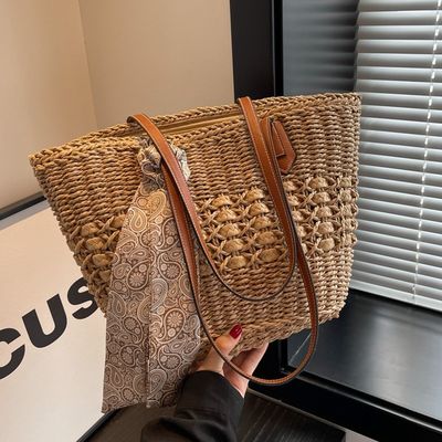 2024 Moda Donna Straw Beach Bag Customized Tote Bag con materiale di paglia