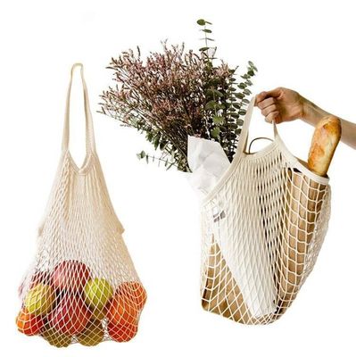 Borsa a manico lungo per la spesa di frutta e verdura in cotone organico riutilizzabile