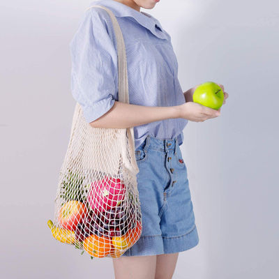 Borsa a manico lungo per la spesa di frutta e verdura in cotone organico riutilizzabile