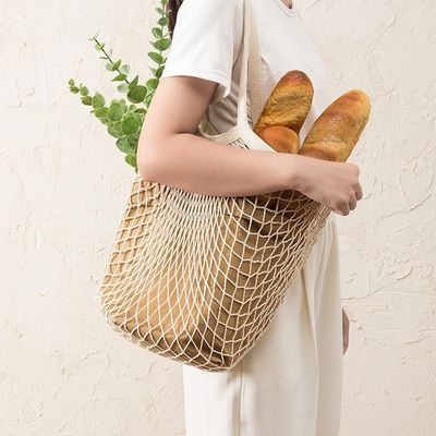 Borsa a manico lungo per la spesa di frutta e verdura in cotone organico riutilizzabile
