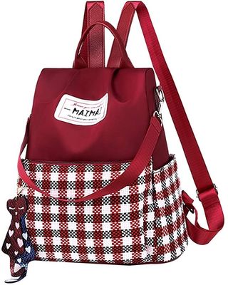 Borsa da zaino da tasca per donne Oxford Borsa da zaino a quadri per la scuola di viaggio anti-furto