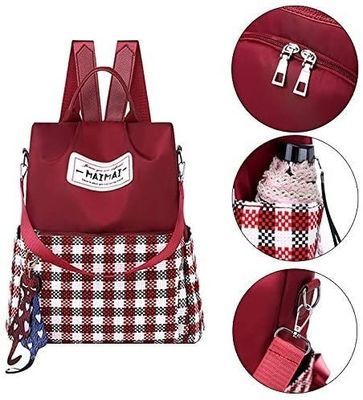 Borsa da zaino da tasca per donne Oxford Borsa da zaino a quadri per la scuola di viaggio anti-furto