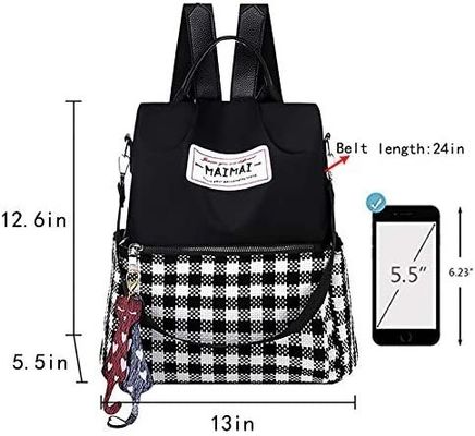 Borsa da zaino da tasca per donne Oxford Borsa da zaino a quadri per la scuola di viaggio anti-furto