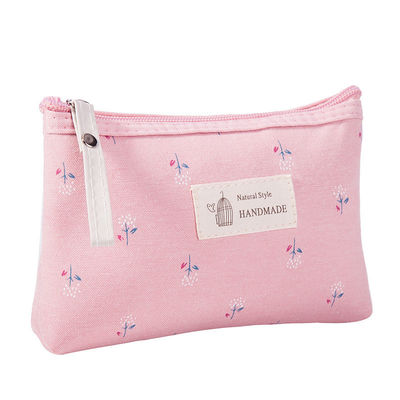 Borsa cosmetica portatile personalizzabile per donne tipo di disegno solido e materiale di tela