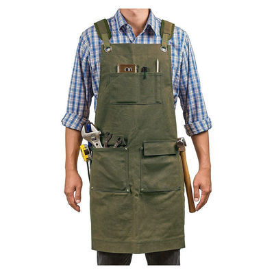 Bar ristorante Essential lavato tela Chef Bib grembiule con tasca utensili e logo personalizzato