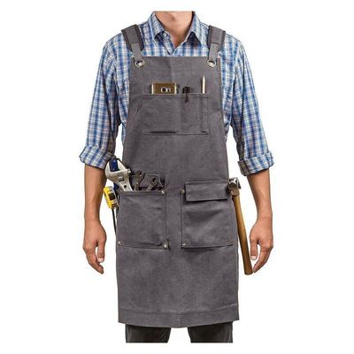 Bar ristorante Essential lavato tela Chef Bib grembiule con tasca utensili e logo personalizzato