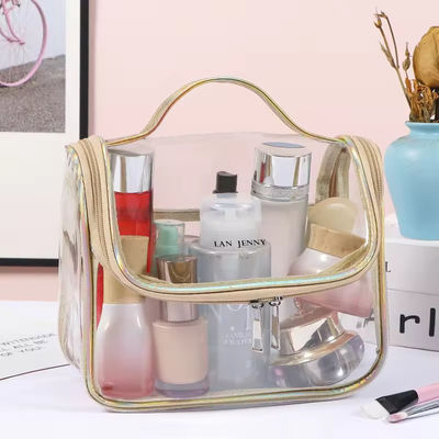 Acquisti trasparente bellezza di viaggio Toiletry PVC Custom Cosmetic Bag per i viaggi
