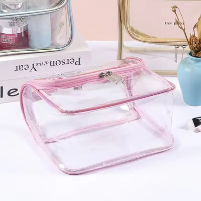 Acquisti trasparente bellezza di viaggio Toiletry PVC Custom Cosmetic Bag per i viaggi