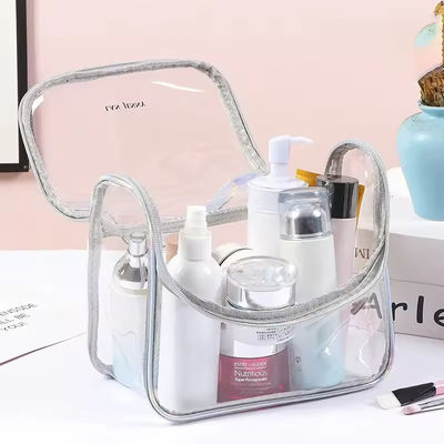 Acquisti trasparente bellezza di viaggio Toiletry PVC Custom Cosmetic Bag per i viaggi