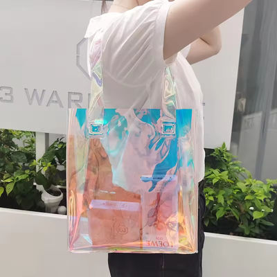 All Seasons Logo personalizzato Acque resistenti Laser olografico Iriscente PVC regalo Shopping Shoulder Tote Bag