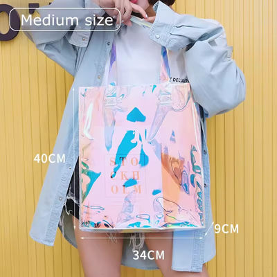 All Seasons Logo personalizzato Acque resistenti Laser olografico Iriscente PVC regalo Shopping Shoulder Tote Bag