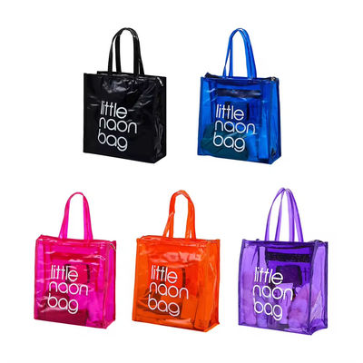 Sacchetto trasparente in PVC per la spiaggia estiva Logo personalizzato impermeabile Grande colore caramella