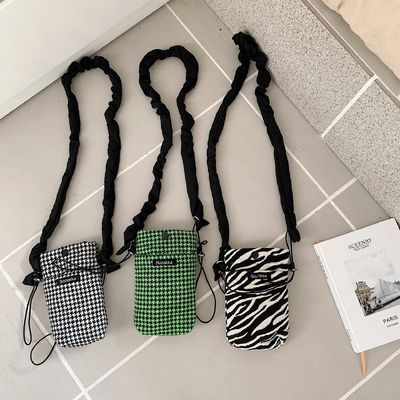 OEM/ODM accettabile Mini borsa crossbody per cellulari a reticolo quadrato in tela