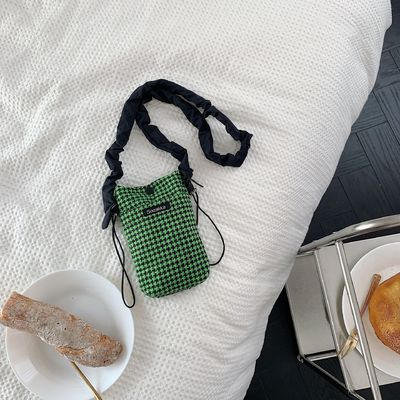 OEM/ODM accettabile Mini borsa crossbody per cellulari a reticolo quadrato in tela