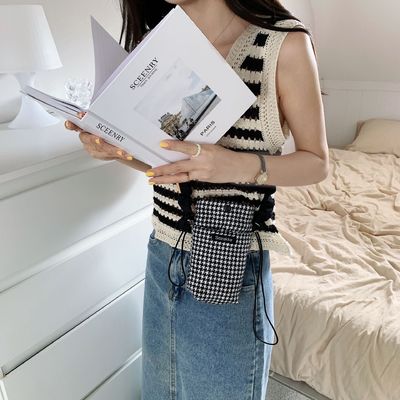 OEM/ODM accettabile Mini borsa crossbody per cellulari a reticolo quadrato in tela