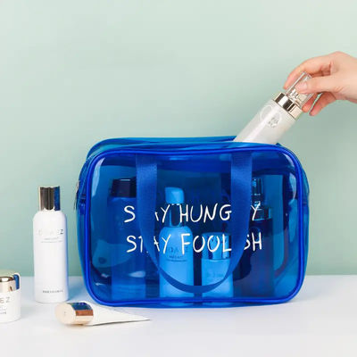 Logo personalizzato sacchetti di trucco impermeabili trasparenti con cerniera per articoli da bagno di moda