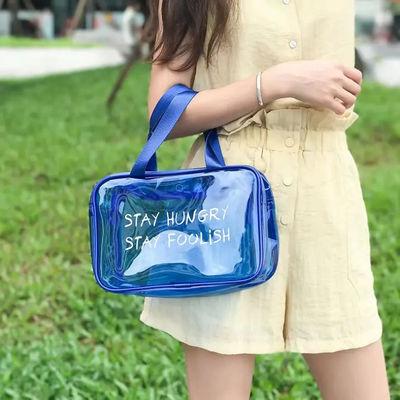 Logo personalizzato sacchetti di trucco impermeabili trasparenti con cerniera per articoli da bagno di moda