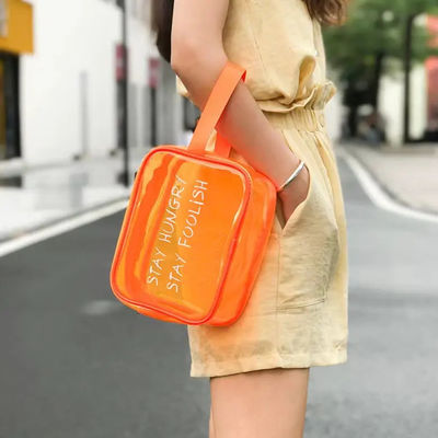 Logo personalizzato sacchetti di trucco impermeabili trasparenti con cerniera per articoli da bagno di moda