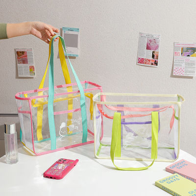Sacchetto trasparente in PVC, colorato in caramelle, in forma di U, sacchetto da spiaggia per le donne