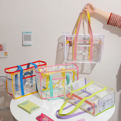 Sacchetto trasparente in PVC, colorato in caramelle, in forma di U, sacchetto da spiaggia per le donne