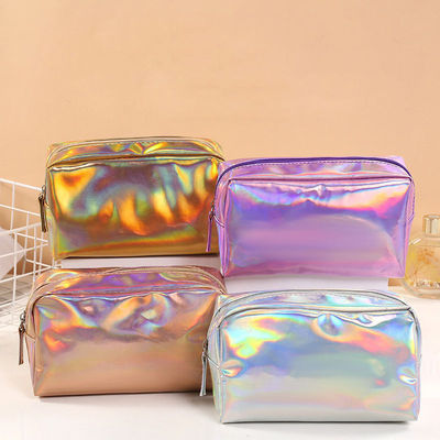 Borsa laser in cuoio PU customizzata Cassa matita spazzola impermeabile Borsa trucco borse cosmetiche
