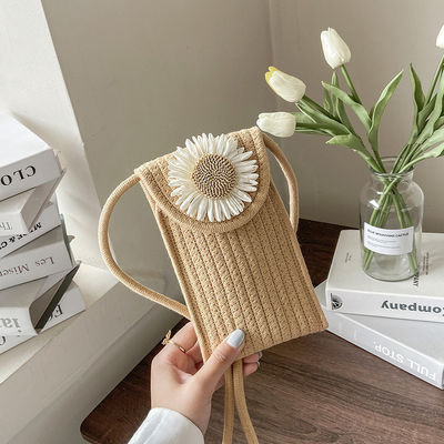 Borsa tessuta fiori spalla crossbody borsa da donna per colore personalizzato e vacanza in spiaggia