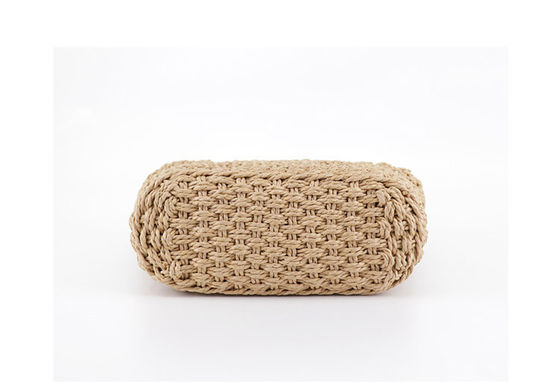 Logo personalizzato accettato Borsa da mano di paglia di rattan di medie dimensioni per Lady Hollow Out Summer Fashion