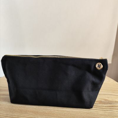 OEM/ODM accettato Logo personalizzato stampato su tela Borsa di trucco con cerniera per la conservazione di matite e monete