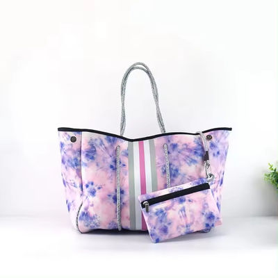 Logo personalizzato accettato Neoprene Beach Bag Tote Handbag per donne Disegno perforato