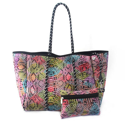 Logo personalizzato accettato Neoprene Beach Bag Tote Handbag per donne Disegno perforato