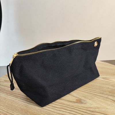 OEM/ODM accettato Logo personalizzato stampato su tela Borsa di trucco con cerniera per la conservazione di matite e monete