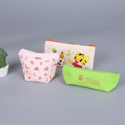 Borsa di matita a tela stampata con logo personalizzato per le esigenze del cliente