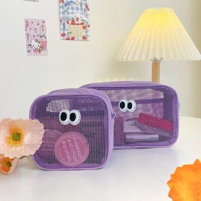 Conveniente e durevole sacchetto di stoccaggio 3D a maglia di poliestere riciclato per articoli da bagno da viaggio