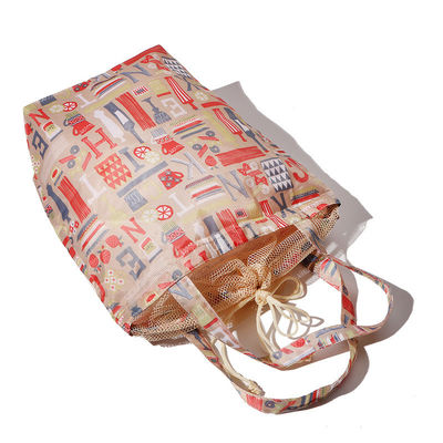 Logo personalizzato Accepted Polyester Patchwork Mesh Drawstring Bags for Makeup Cosmetic Needs