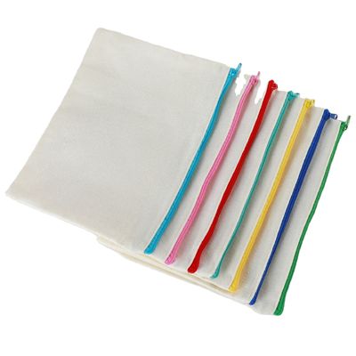 Logo personalizzato stampato su tela Zipper White Makeup Bag per viaggi e conservazione cosmetica