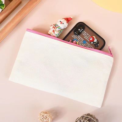 Logo personalizzato stampato su tela Zipper White Makeup Bag per viaggi e conservazione cosmetica