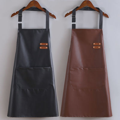 Logo personalizzato impermeabile in pelle Long Bib Apron per cucina BBQ Barista Tipo uniforme