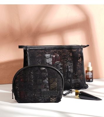 Borsa leggera da viaggio per lavarsi Moda Maglia Cosmetica Borsa per il trucco con logo personalizzato stampato