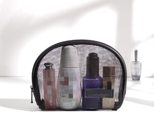 Borsa leggera da viaggio per lavarsi Moda Maglia Cosmetica Borsa per il trucco con logo personalizzato stampato